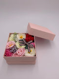SALE - Pink, Red and Ivory Soap Flowers with Square Presentation Box