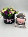 I love you Mum Teddy Bear gift and Roses Hat Box