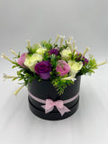Pink, Purple and Ivory Roses Gift Hat Box