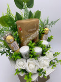 Gold Lindt Lindor, Ferrero Rocher Chocolate and Yankee Candles Bouquet
