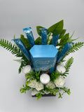 Blue Lindt Lindor Salted Caramel chocolate and Yankee Candle Bouquet